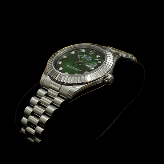 Emerald Green Diamond Dial Watch - Steel Bracelet