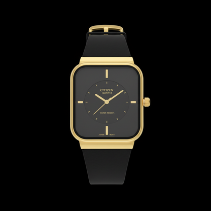 Square Sports Watch - Gold Case + Black Dial | Quartz