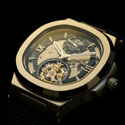 Skeleton Mechanical Watch - Navy Blue Rubber Strap