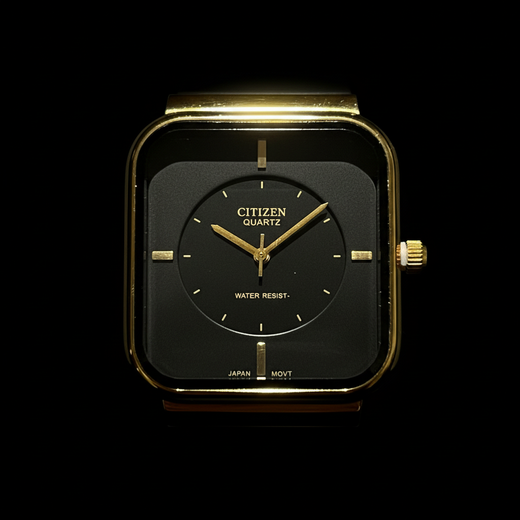 Square Sports Watch - Gold Case + Black Dial | Quartz