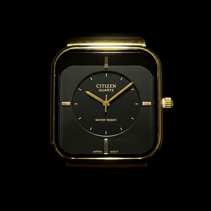 Square Sports Watch - Gold Case + Black Dial | Quartz