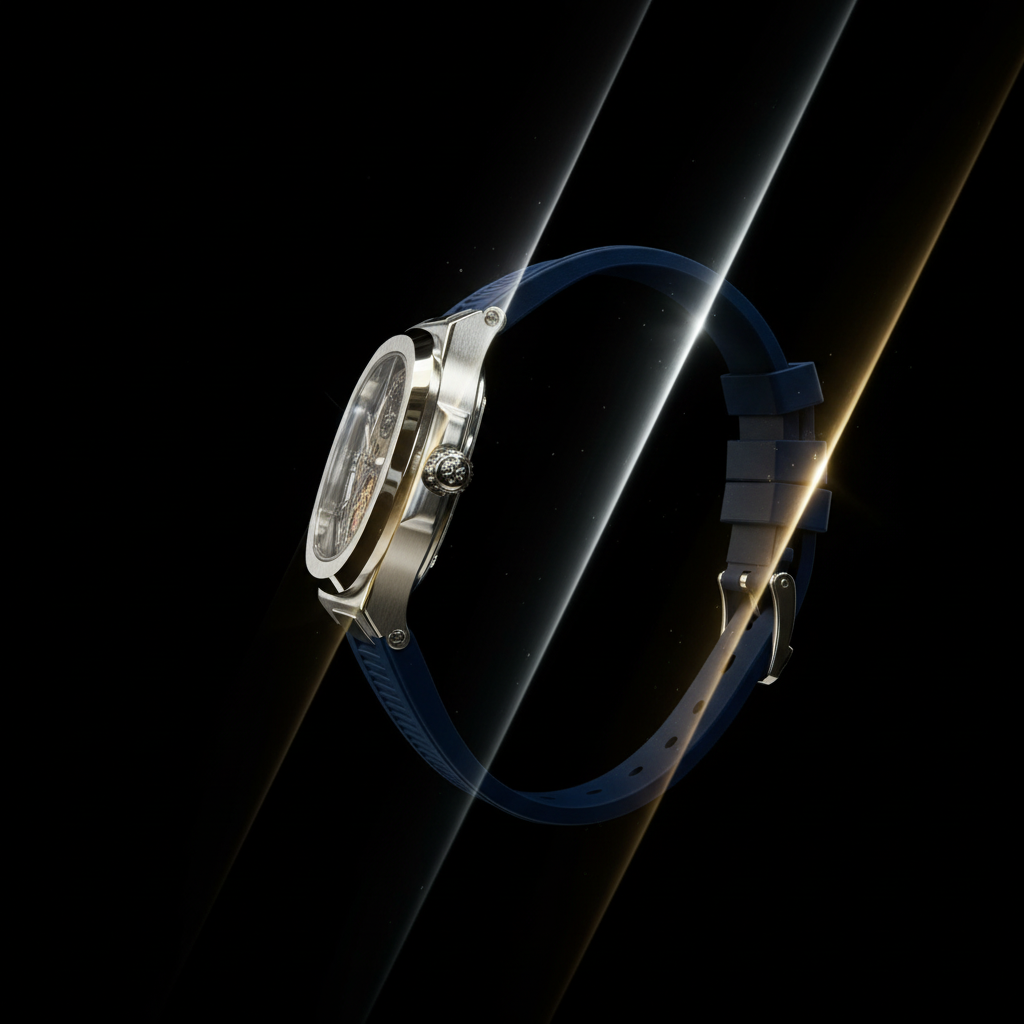 Skeleton Mechanical Watch - Navy Blue Rubber Strap