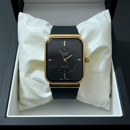 Square Sports Watch - Gold Case + Black Dial | Quartz