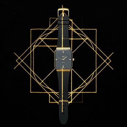 Square Sports Watch - Gold Case + Black Dial | Quartz