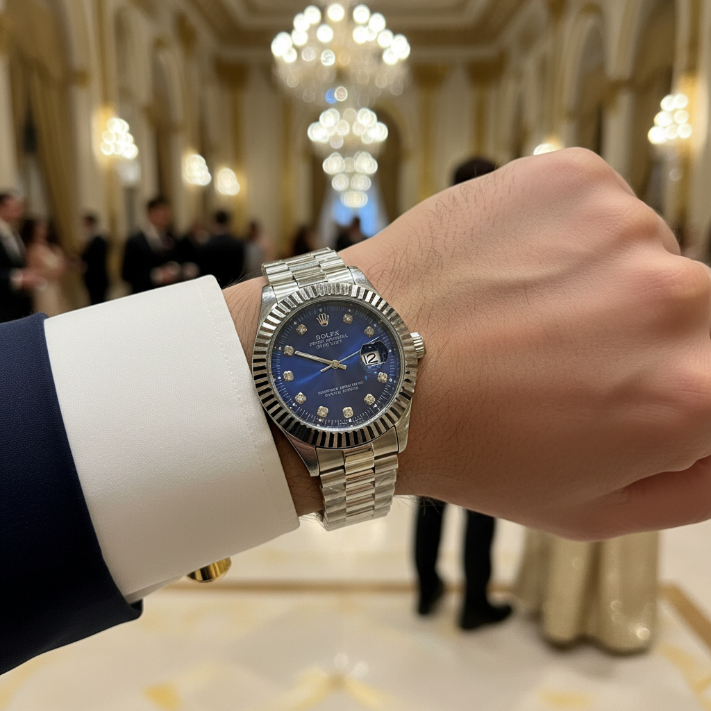 Blue Diamond Dial Watch - Stainless Steel Bracelet