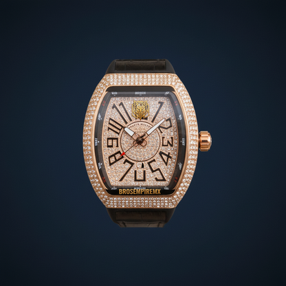 Luxury Barrel-Shaped Watch - Diamond-Inspired Crystal Bezel with Tonneau Case