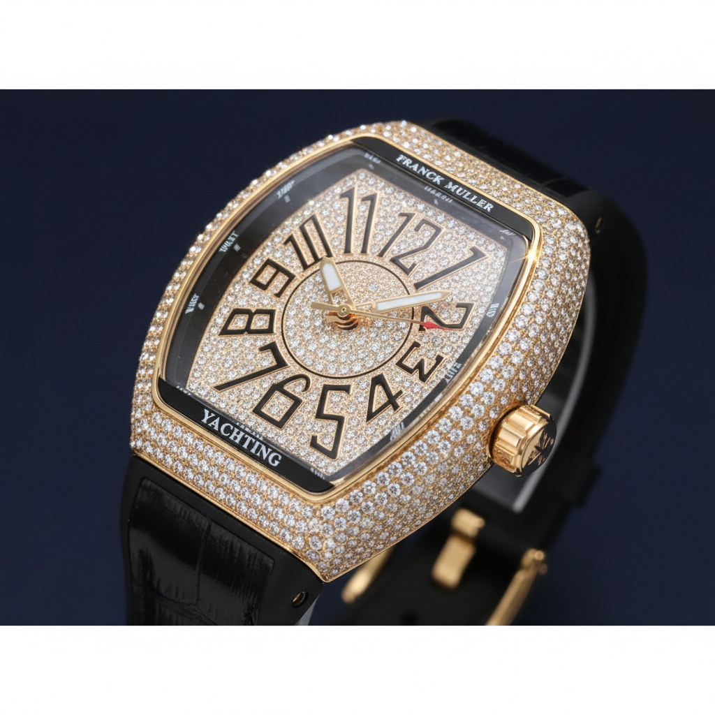 Luxury Barrel-Shaped Watch - Diamond-Inspired Crystal Bezel with Tonneau Case