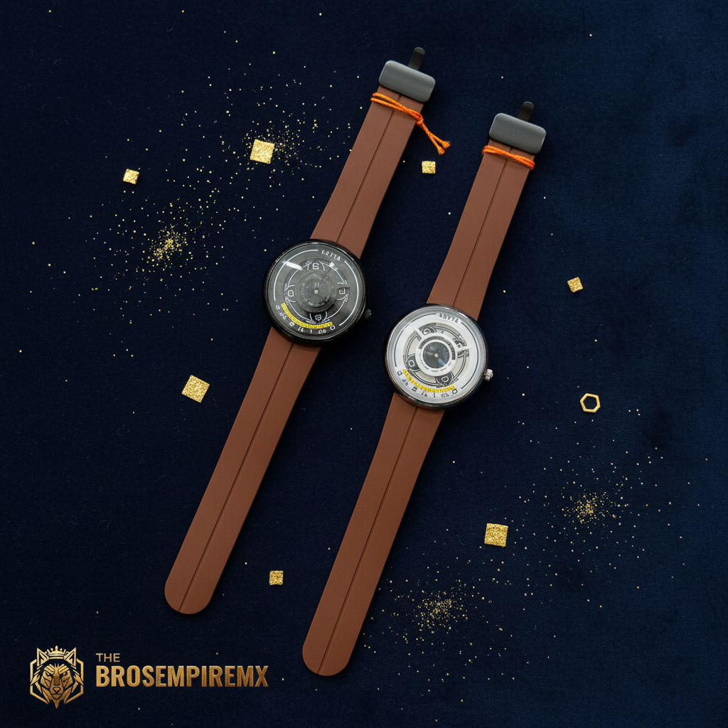 Premium FriendShip Couple Watch - Circular Dial Design with Yellow Accents