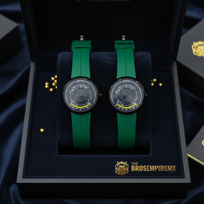 Premium FriendShip Couple Watch - Circular Dial Design with Yellow Accents