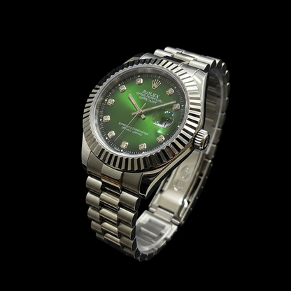 Emerald Green Diamond Dial Watch - Steel Bracelet