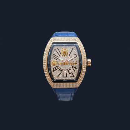 Luxury Barrel-Shaped Watch - Diamond-Inspired Crystal Bezel with Tonneau Case