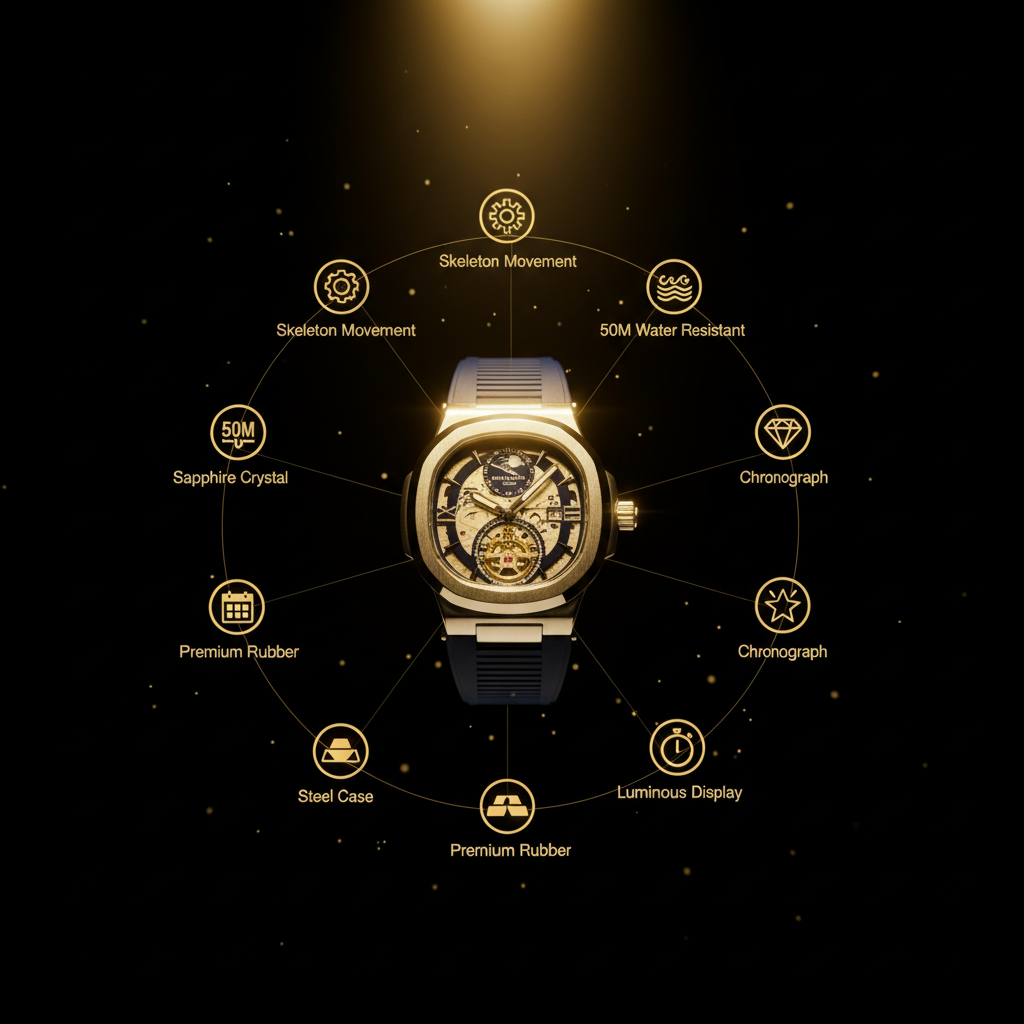  Navy Blue Watch Infographic Circle