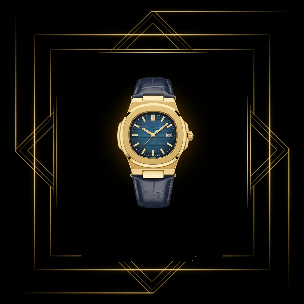 Navy Leather + Gold - Square